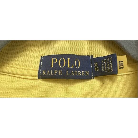 Polo Ralph Lauren Adult Men Pullover Sweatshirt 2XL Yellow Quarter Zip Blue Pony - Picture 7 of 10